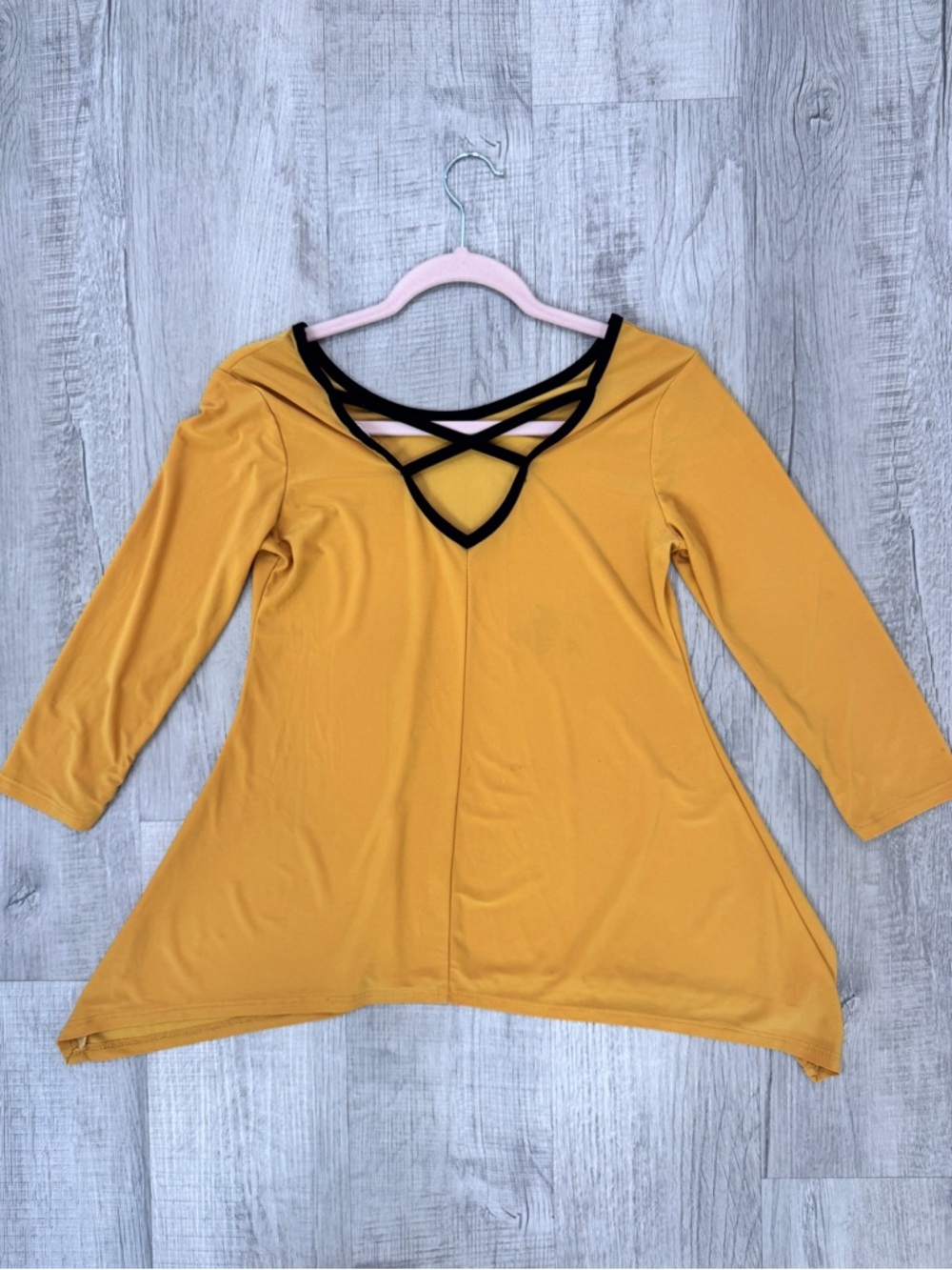 Prospect Blvd Mustard Yellow Criss Cross Back Tunic
